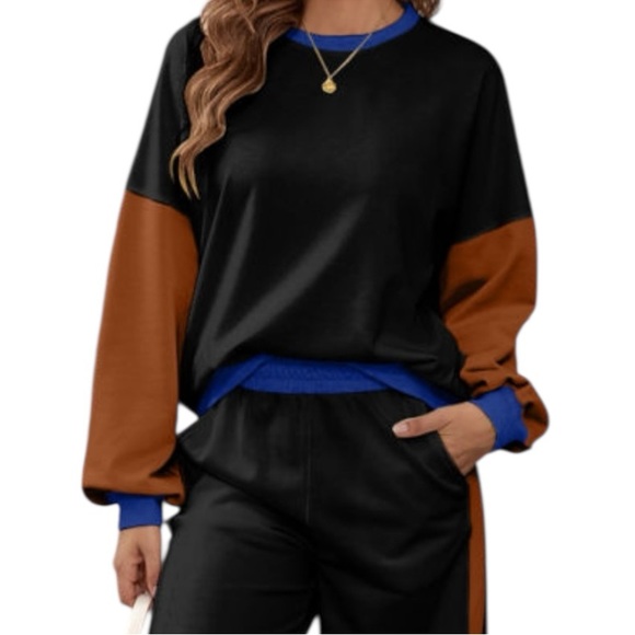 Tops - 2066. Stylish Black and Brown Women's Sweatshirt
